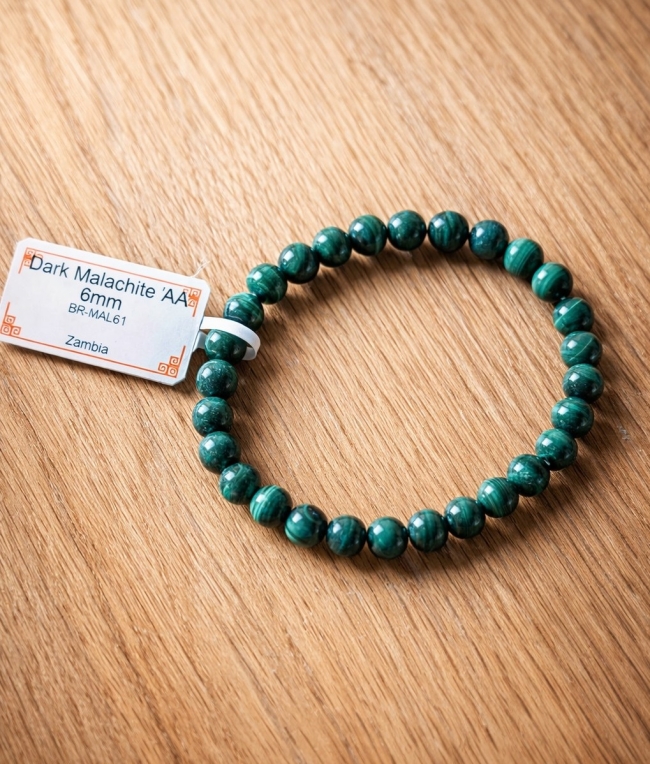 Bracelet Malachite foncé AA 6mm