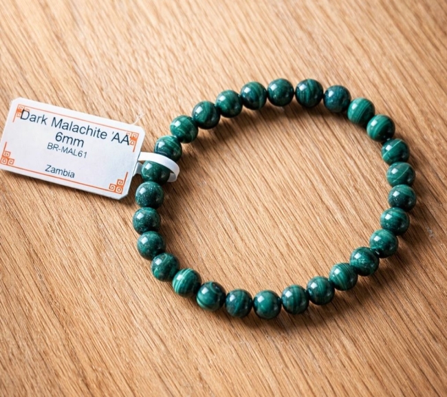 Bracelet Malachite foncé AA 6mm