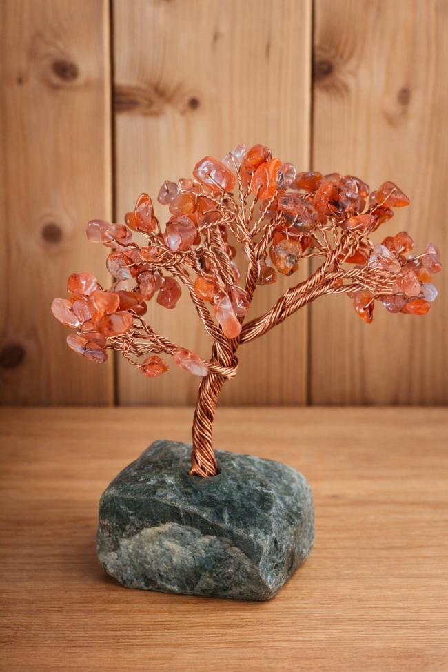 Arbre du bonheur Cornaline base fluorite 14cm
